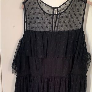 Black, off the shoulder accent dress.